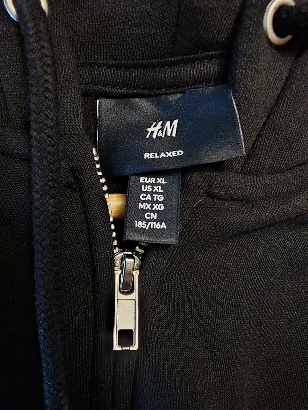 H&M Black Fleece Hoodie, Relaxed Fit XL